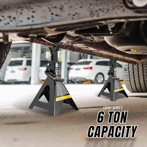 Big RED AT46002ABR Torin Double Locking Steel Jack Stands, 2 Pack, 6 Ton (12,000 lb), Black - color: Black, size: 6 ton, style: Double Locking