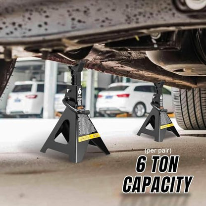 Big RED AT46002ABR Torin Double Locking Steel Jack Stands, 2 Pack, 6 Ton (12,000 lb), Black - color: Black, size: 6 ton, style: Double Locking