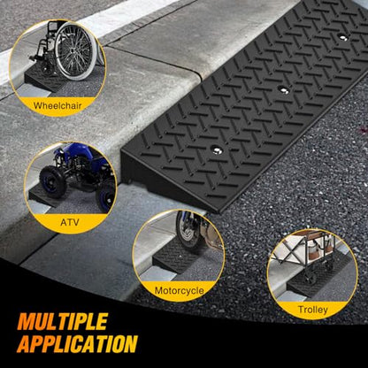 Nilight 3.6" Rise Curb Ramps, Heavy Duty Rubber Driveway Threshold Shed Ramp for Sidewalk Cars Lawn Mower Wheelchairs Motorcycles, 3300lbs Load Capacity - size: 3.6" Rise