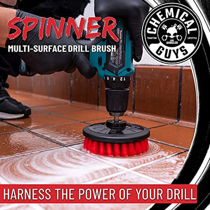 Chemical Guys, Heavy Duty Spinner Multi-Surface Drill Brush, Red, Scrubber | Powered drill brush scrubs heavy dirt and grime from grout, tubs, tires and mats, fits any standard drill - style: Heavy Duty