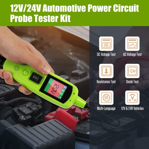 BELEY Power Circuit Probe Kit - 6-24-30v Automotive Circuit Tester with Vehicle Tracer & Short/Open Finder for Battery Testing, Headlight Testing, Brake Light Testing etc