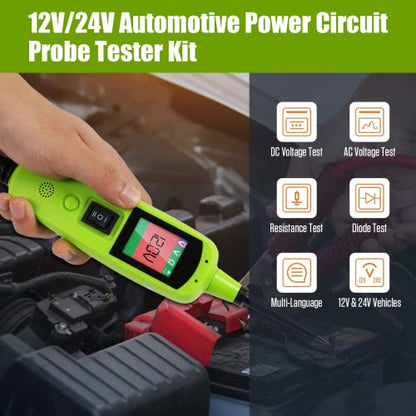 BELEY Power Circuit Probe Kit - 6-24-30v Automotive Circuit Tester with Vehicle Tracer & Short/Open Finder for Battery Testing, Headlight Testing, Brake Light Testing etc