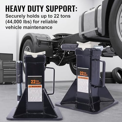 Heavy Duty Pin Type Jack Stands, Steel, Black, 73 lbs, 10 x 10 x 12 Inches, Spray Painted, 22 Ton (44,000 lbs) Capacity, 1 Pair