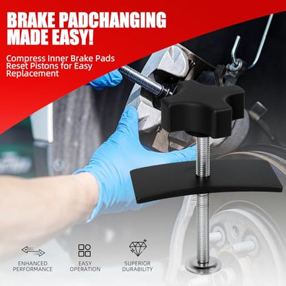 Heavy Duty Brake Caliper Compression Tool Kit, Solid Steel Disc Brake Pad Spreader & Piston Compressor for Inner Pad Replacement, Universal Fit for Most Cars & Light Trucks