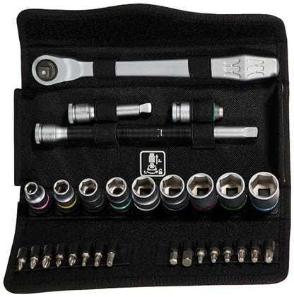WERA 05004048001 8100 SB 8 Zyklop Metric Metal Ratchet Set with Switch Lever, 29 Piece, 3/8" Drive - size: 3/8 Inch Drive