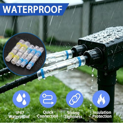 350W Mini Heat Gun Kit with 300pcs Waterproof Solder Seal Wire Connectors & 3:1 Heat Shrink Tubing, Dual-Temp 482°F/752°F (250°C & 400°C) Fast Heating for Automotive, Marine, Wiring Repair 10-26 AWG - size: 300