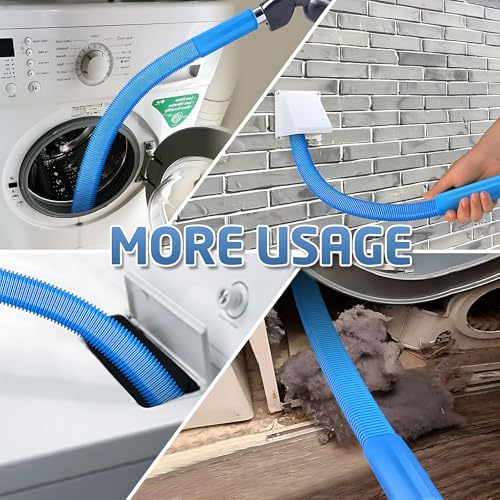 3 Pieces Dryer Vent Cleaner Kit: Vacuum Hose With Brush & Gloves Fits for Vacuums Cleaner, Refrigerator Condenser Coils, Tight Spaces Behind Appliances, Deep Cleaning Tools for Clogged Ducts-Blue - color: Blue(Complete Kit)