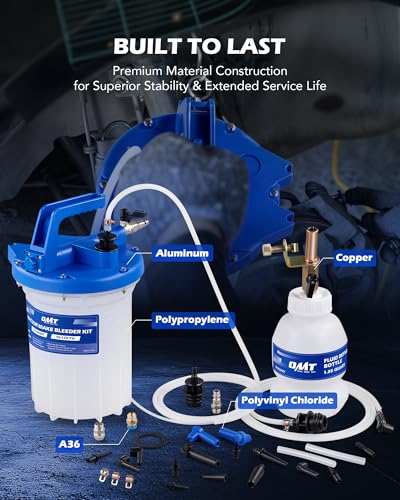 OMT 3L Vacuum Brake Bleeder Kit, 3.2 qt Pneumatic Brake Fluid Bleeder Kit | ABS Brake Fluid Extractor 1L Refilling Bottle 18 Adapters, One-Person Brake Bleed Fluid Pump Brake Bleeding Tools - size: 3L Standard Set