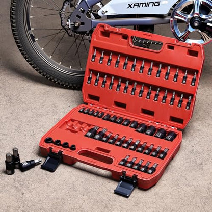 Torx Bit Socket and External Socket Set, S2 and Cr-V Steel, Master Impact Torque Output Complete Kit 64 Pieces - style: 64PCS T & E socket set