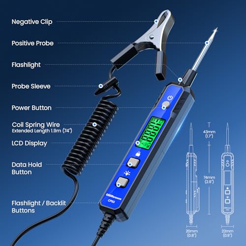 OBDResource Car Voltage Smart Circuit Tester, Power Circuit Probe 0.8-100V DC Voltage Tester Automotive Continuity Test Electrical Tester Car Fuse Tester with Flashlight for Car Battery | 0.8-100V DC Voltage Tester with Buzzer & Flashlight for Car Fuse, P