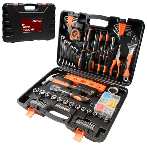 Home Repair Tool Kit 141 Piece Basic Tool Set for Men Car Mechanic | Tool Set for Home Dorm Screwdriver & Socket Set with Storage Tool Box Hand Tool Kit for Auto Repair