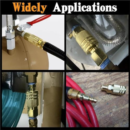 22 Pcs Quick Connect Hose Fittings 1/4" NPT Air Coupler & Plug Kit,360 Degree Swivel Hose Fittings,Air Compressor Accessories - size: Copper-plated alloy