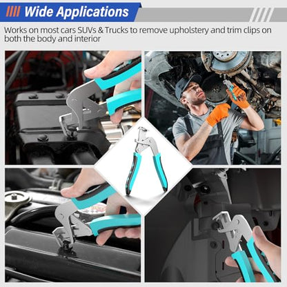 BURMONG 1 Pack Metal Car Clip Pliers Disassembly Tool, Professional Auto Trim Removal Tool, Plastic Clip Fastener Remover for Car Body Panel Dashboard Rivet with Spring Design, Anti-Slip Grip