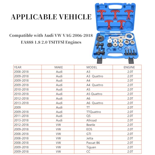 27Pcs EA888 Camshaft Crankshaft Engine Timing Tool Kit | Compatible with VW Audi VAG 2006-2018 1.8 2.0 TSI TFSI Engine, T10352 T10354 T10355 T10368 T40011 T40191 T40196 T40266 - size: 27PCS