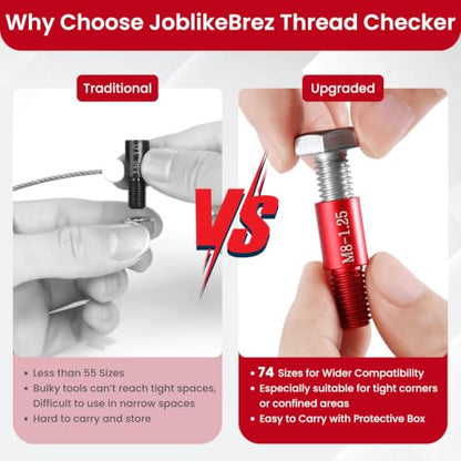 Thread Checker, 74pcs Nut and Bolt Thread Checker, 39 Inch & 35 Metric Box Set Thread Gauge, Thread Checker Standard and Metric Suitable for Size Checker of Bolts or Nuts in Narrow Areas - size: 74 Thread Checker