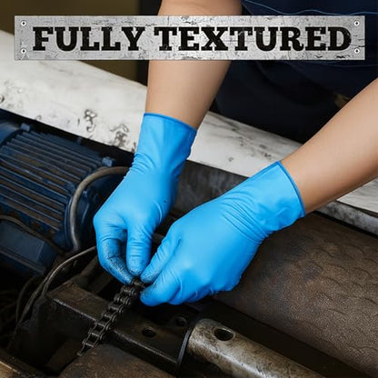 TitanFlex Heavy-Duty Blue Nitrile Gloves, 6-mil, Fully Textured, Mechanic Disposable Gloves, Powder-Free, Latex-Free - color: 01 Blue (S, 100ct)