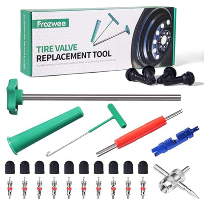 Tire Valve Stem Core Quickly Replacement Tool Kit,with Stem Removal Tool Set,Perfect Tool for Replacing Leaky Valves in Cars,Trucks,Motorcycles, etc.with 4PCS TR413 Valve Stems - size: 2 Set Tools