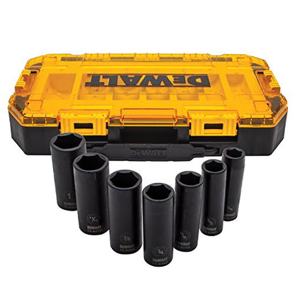 DEWALT DWMT74736 Tough Box 7PC SAE 1/2 Deep Drive Impact Socket Set - size: One Size, style: SAE