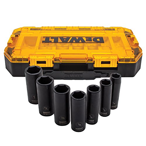 DEWALT DWMT74736 Tough Box 7PC SAE 1/2 Deep Drive Impact Socket Set - size: One Size, style: SAE
