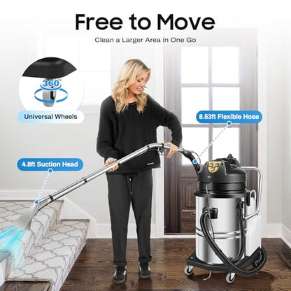 60L/15.85Gal Commercial Carpet Cleaner Machine, 2110W 110V Heavy Duty Extractor Vacuum Washing Machine Portable Carpet Sofa Curtain Cleaner Vacuum Cleane for Car Detailing, Hard Floor (Two Packages)