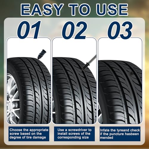 30 Pcs Tire Repair Rubber Nail, Tire Repair Nail Tire Repair Rubber Screws Fast Tool Self-Service Tire Repair Nail Vacuum Tire Repair Rubber Nail, Suitable for Car Motorcycle Jeep Tire Puncture Repair - color: 30 Pcs