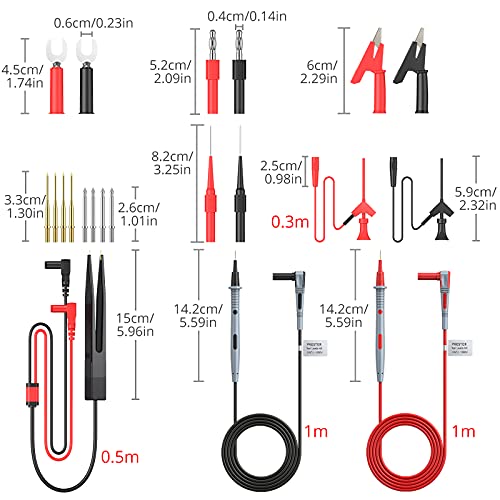 Proster Multi Test Leads Kit - Electrical Multimeter Test Lead with Alligator Clips Test Probe Spring Grabber Banana Plug Volt Meter Leads for Voltage Circuit Tester - style: Test Leads 21pcs