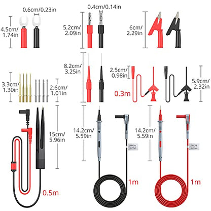 Proster Multi Test Leads Kit - Electrical Multimeter Test Lead with Alligator Clips Test Probe Spring Grabber Banana Plug Volt Meter Leads for Voltage Circuit Tester - style: Test Leads 21pcs