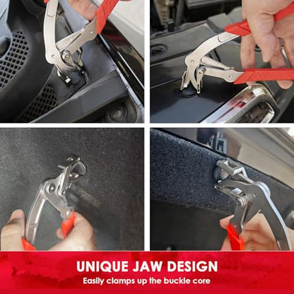 SKETYICar Clip Pliers, 2-in-1 Auto Trim Fastener Removal Tool, 17-4 PH Stainless Steel Panel Push Pin Rivet Remover for Door Bumper Fender Dashboard