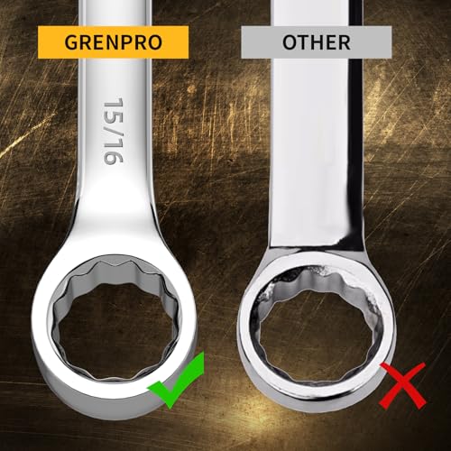 GRENPRO Large Wrench Set, SAE Wrench Set With Color Ring, 7PCS 15/16", 1", 1-1/16", 1-1/8", 1-3/16", 1-1/4" Long Big Open End Wrench Tools Set Roll Up Pouch Organizer, 12 PT Combination Wrenches Sets - style: SAE Wrench Set Large With Color Ring