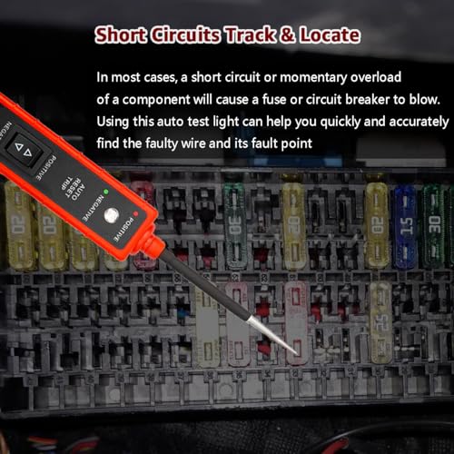 Power Circuit Probe Tester, 6V-24V DC Test Light, Automotive Circuit Tester & Short Circuit Finder, Component Activation, Polarity Test, Continuity Check, LED Indicator and Overload Protection