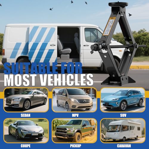 Scissor Car Jack Kit 2.5 Ton (5512 lbs) Portable Tire Changing Kit | Universal Heavy Duty Car Lift with Lug Wrench, Rubber Jack Pad, Emergency Spare Tire Repair Jack Tool for Tesla Sedan SUV MPV