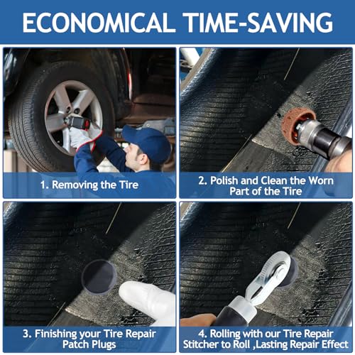 Tire Repair Patch Tools Wear-Resistant Tire Patch Roller Tool Tungsten Steel Buffing Wheel Premium 42mm High Speed Tyre Grinding Head Tire Scraper for Car Truck Motorcycle