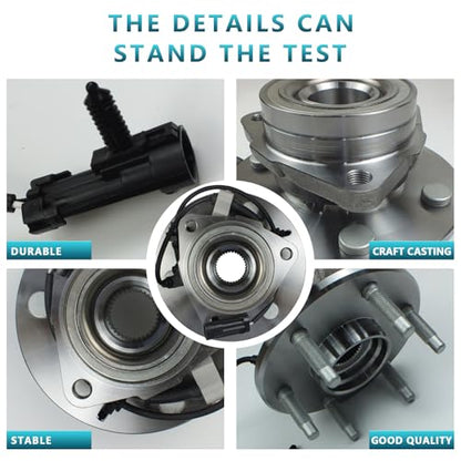 515036 Front Wheel Bearing Hub Assembly for Cadillac Escalade EXT ESV 2002-2006, Chevrolet Express 1500 2500 Suburban Tahoe Silverado 2003-2014, GMC Sierra Savana Yukon 1999-2006 AWD 4WD - size: 515036