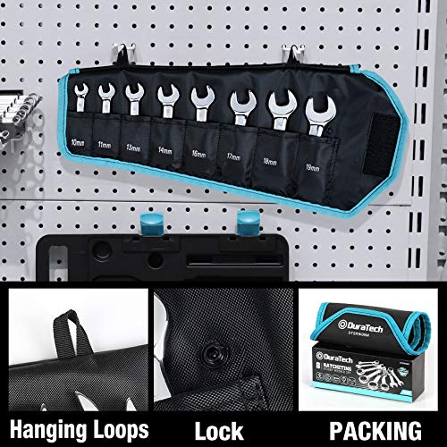 DURATECH Stubby Ratcheting Combination Wrench Set, Metric, 8-piece | 10mm, 11mm, 13mm, 14mm, 16mm, 17mm, 18mm, 19mm, CR-V Steel, With Pouch - size: Metric