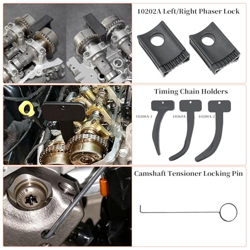 Camshaft Phaser Timing Chain Tool, Replace 10200A 10202 10198A 10369 | with Camshaft Holding Tool Crankshaft Pulley Wrench Compatible with VW Dodge Chrysler 3.0L, 3.2L and 3.6L Pentastar Engine - size: 12pcs