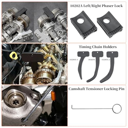 Camshaft Phaser Timing Chain Tool, Replace 10200A 10202 10198A 10369 | with Camshaft Holding Tool Crankshaft Pulley Wrench Compatible with VW Dodge Chrysler 3.0L, 3.2L and 3.6L Pentastar Engine - size: 12pcs