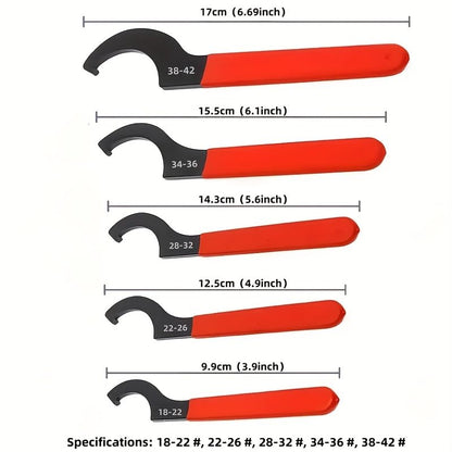 5-Piece Coilover Wrench Set, C Spanner for Shock Adjustment | Suspension service, precise collar adjustment, five sizes, ergonomic grip, workshop & DIY use