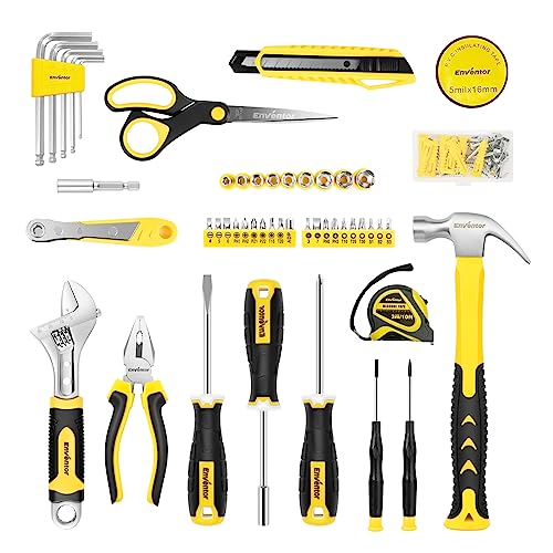 ENVENTOR Home Tool Kit, Basic Household Auto Repair Tool Set with Toolbox Storage Case, General Household Tool Kit for Men Women Home Maintenance, DIY Projects, 90 PCS General Hand Tools Kit - size: Small tool set-90PCS