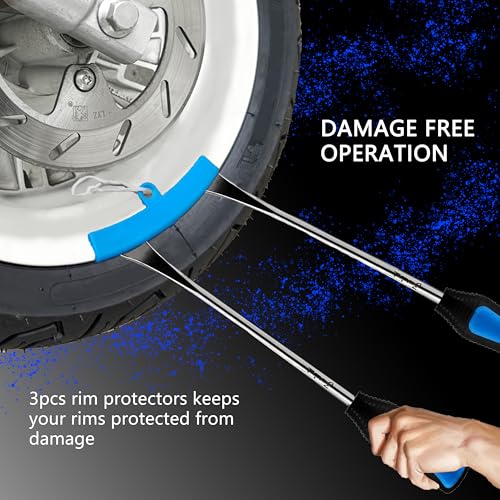 Heavy Duty Tire Repair Tool Kit, 3x11.5 Steel Tire Irons & 3 Rim Protectors, 4-Point Valve Tool with 4 Cores/Caps, Motorcycle/Bike/ATV Tire Changer Levers(TT-115-15) - size: 11.5”