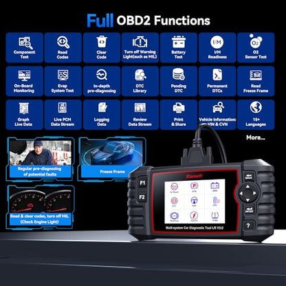 iCarsoft LR V3.0 2026 Version Bidirectional OBD2 Scanner for Most Land Rover/Jaguar from 1996-2025 Full Systems 36 Services Diagnostic Scan Tool Graphic Data Car Code Reader with Lifetime Free Update