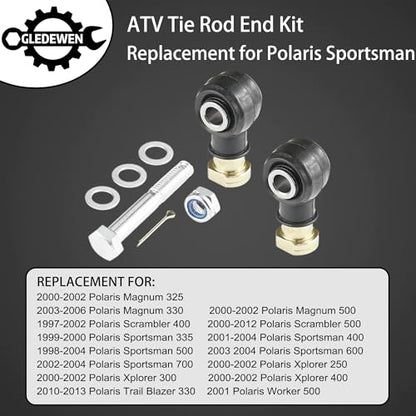 Tie Rod End Kit, Fit for 1998-2004 Polaris Sportsman 335/400/500/600/700 | 97-12 Scrambler 400/500, 00-02 Xplorer 250/300/400, 10-13 Trail Blazer 330 ATV Accessories - size: Polaris