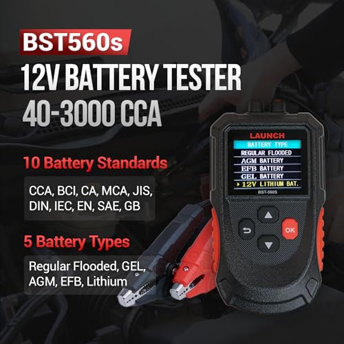 LAUNCH BST-560S Battery Tester, 12V Automotive Digital Battery Analyzer, for Car/Truck/Motorcycle/SUV/ATV/RV/Boat