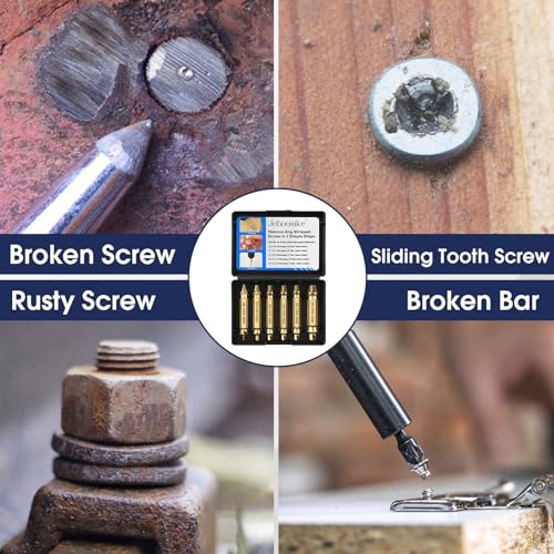 6Pcs Screw Extractor Set – Bolt Remover for Stripped & Rusty Screws | HSS 4341 Steel, 63 HRC Hardness, Fits 3-12mm, Easy 2-Step Use, Durable Case Included, for Mechanics & DIY, Gold - color: Gold