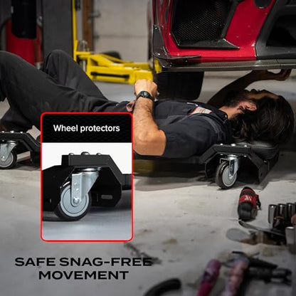 Vyper Lay-Down Automotive Creeper - 46", 400 lb Capacity | Heavy Duty Mechanics Creeper with Puncture Proof Fabric and Adjustable Headrest, Comfortable, Made in USA