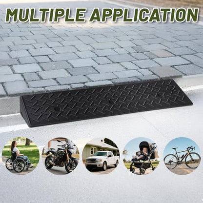 2 Pack Rubber Curb Ramps Driveway ramp, 3 7/8" H, 39.4" L, 9.8" W, Heavy Loading (4400LB)/2 Ton Capacity, Threshold, Motorcycle, Loading, Bikes, Wheelchairs Ramps - size: 3 7/8" Rise