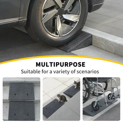 Curb Ramp 3 inch Rise Curb Ramps for Sidewalks Rubber 2 Pcs Driveway Ramps for Low Cars Curb Ramps for Driveway,Shed,Wheelchair 7000lbs Powersport Loading - size: 3.1"inch