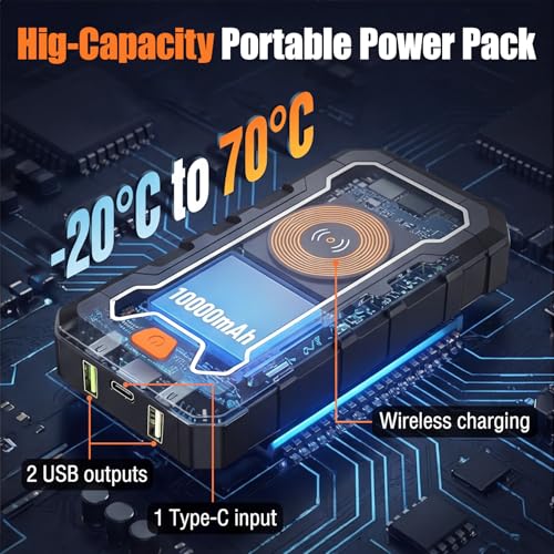 Cros 3500A Car Battery Jump Starter, 24000mAh Battery Booster Pack with Wireless Charger, 12V Portable Jump Box Jumper Starter for Up to 9.0L Gas & 7.0L Diesel Engines, Power Bank & LED Flashlight