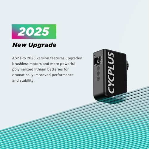 CYCPLUS AS2 PRO Tiny Bicycle Pump with Gauge, Max 120 PSI Electric Mini Pump, Auto Stop, with Presta and Schrader Valve for E-Bike, MTB, and Road Bike