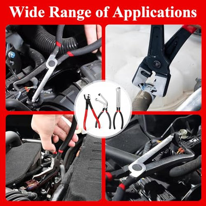 3 Packs Electrical Disconnect Pliers Automotive Electrical Connector Pliers & Fuel Line Clip Remover Tools Automotive Electrical Plug Connector Disconnect Tool/Fuel Injectors (2 Straight + 60 Dgree)