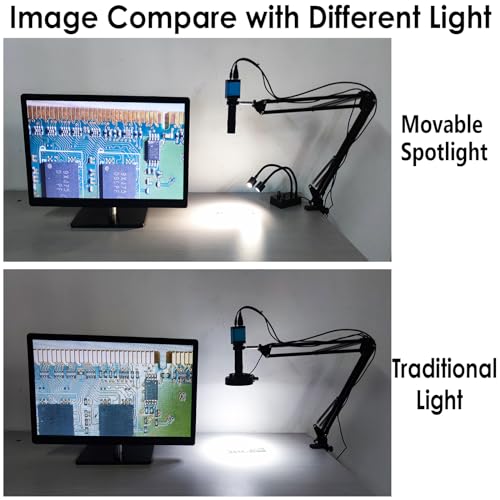 Microscope Light Source, USB Desk Dual Gooseneck Lights LED Mini Spot Light Illuminator for Stereo Microscope Camera Industrial Video Zoom C Mount Lens for Repair Soldering PCB Lab